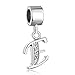 CharmSStory Alphabet Letter E Initial Spacer Clear Synthetic Crystal Charm Dangle Beads Charms For Bracelets