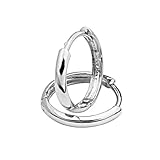 14k White Gold 2mm Thickness Hoop Huggie Earrings (13 x 13 mm)