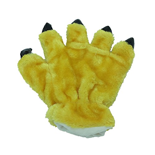 Animal Paw Calw Plush Funny Halloween Costume Hand Gloves Yellow L