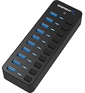 Sabrent Hub USB 3.0 10 Ports 60 W avec interrupteurs individuels et LED avec Adaptateur d'aliment...