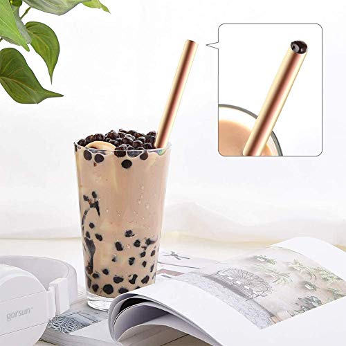 YXHZVON Bubble Tea Strohhalme Set, 5 Stück Metall Trinkhalme Breite Edelstahl Strohhalme Wiederverwendbar mit… – Bild 6