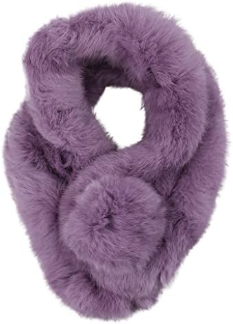 YluckyWomen Faux Fur Collar Scarf Winter Neck Gaiter Plush Neck Wrap Warmer Cozy Warm Neckerchief