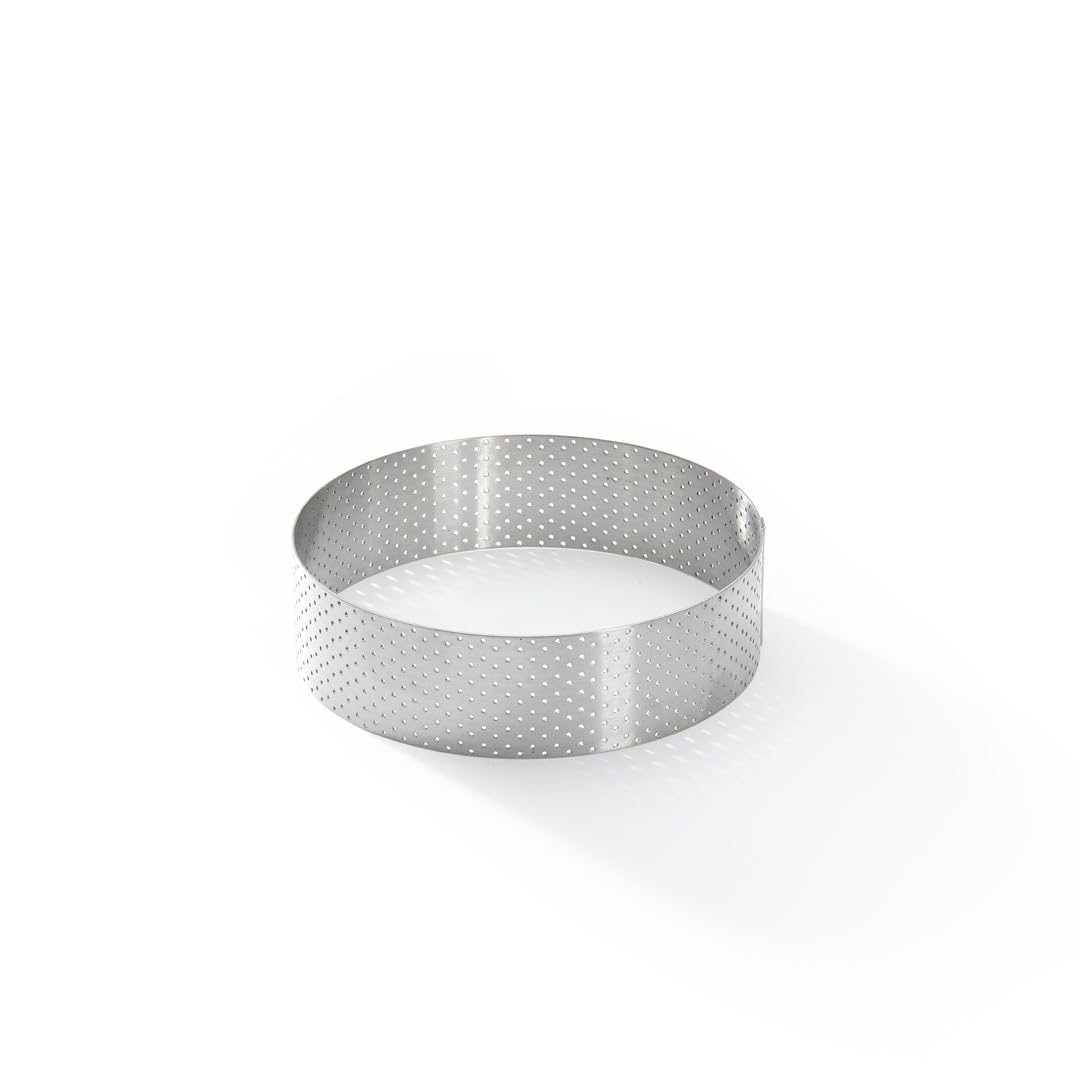 De Buyer Perforated Stainless Steel Straight Tart Ring - 125x35mm
