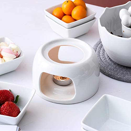 MALACASA Fondue Set, Porcelain Fondue Pots for Chocolate Cheese and