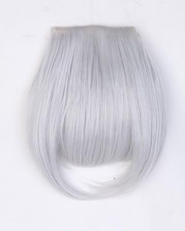 Fashion 8 20cm Bangs Clip In Hair Extensions Front Neat Silver