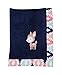 Bacati - Tribal/Aztec Plush Embroidered 30 x 40 inches Baby Blanket (Coral/Mint/Navy Deer)