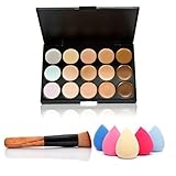 Hearts Shop Professional 15 Color Makeup Cosmetic Contour Concealer Palette Make Up+Sponge+Concealer Brush for Fashion Women 