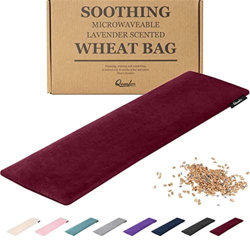 Qomfor - Microwavable Wheat Bag - Burgundy - Lavender Scented Microwave Heating Pad/Warming Pillow - Heat Pack for Neck, Shoulders & Period Cramps Pain Relief - Reusable Hot & Cold Therapy Bag — image 1