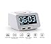 Homtime C1PRO Bedside Alarm Clock with USB Charger and Bluetooth Speaker for Heavy Sleeper, Dimmable, Temperature, Backup Battery for Time, White