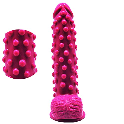 FAAK Silicone Bumpy Dildo G-Spot Novelties Female Masturbator Soft Flexible Adult Toy Cock with Suction Base Waterproof (Pink)