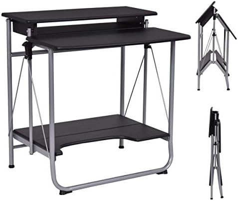 Black Folding Computer Laptop Desk Workstation Table Office Home Furniture Lightweight Portable Sturdy Construction