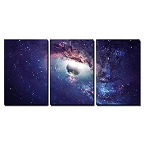 3 Piece Canvas Wall Art - Universe Scene with Planets, Stars and Galaxies in Outer Space - Modern Home Art Stretched and Framed Ready to Hang - 16"x24"x3 Panels