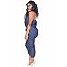 Fashion Sexy Denim Piece Pants Woman V Neck Sleeveless Denim Jumpsuits (L, Multi)