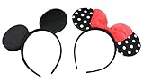 Finex Mickey Minnie Mouse Costume Deluxe Fabric Ears Headband *Set of 2* (Mickey+Minnie)