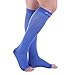Doc Miller Open Toe Compression Socks, 20-30 mmHg, Toeless, Support Circulation, Shin Splints, Calf Recovery, Post Op, Knee High, Medical Grade, Blue Socks, Medium Size for Men & Women, Pair