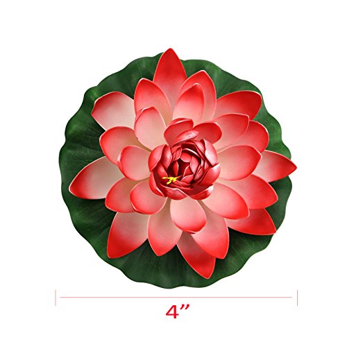 Peach - Floating Water Lotus - Pond Decor Water Lily Foam Flower Artificial Pond Plants 4 Pcs - Thumbnail 6