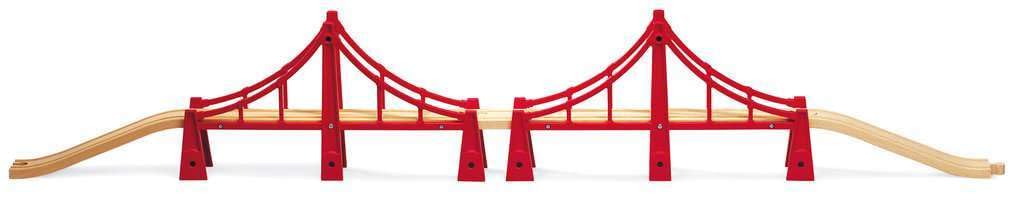 BRIO World Double Suspension Bridge - FSC-Certified Longest Wooden Train Track Bridge - Compatible with All BRIO Railway Sets - 5-Piece Set of 2 Bridges & 3 Tracks - Creative Fun for Kids Ages 3 & Up