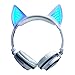 Cat Ear Headphones, DICEKOO Wireless Bluetooth Headset Flashing Glowing Cosplay Fancy LED Light USB Charger Earphone for iPhone 7/6s/iPad/Fire 7,Android Phone, Macbook (White)
