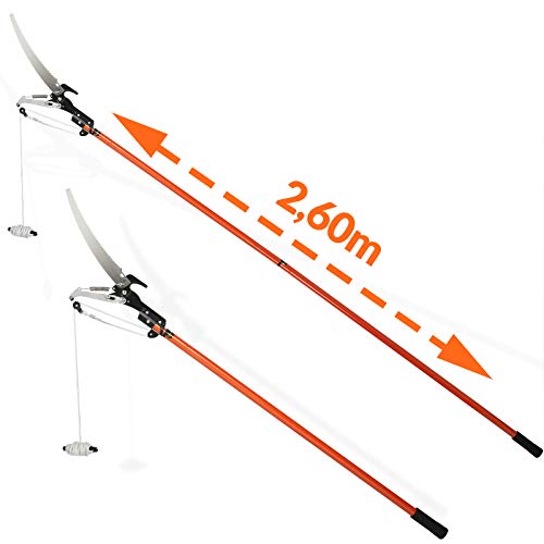 Deuba® Teleskop Astsäge 2in1 Nylon Seilzug max. Arbeitshöhe 4 Meter Astschere Baumsäge Gartensäge Baumschere – Bild 5