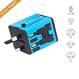 Worldwide Travel Adapter - Universal All in One Travel Adapter (Black/Blue - 1PACK)