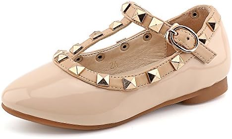 Toddler Little Kid Baby Girl Studded T-Strap Flat Shoes for Child