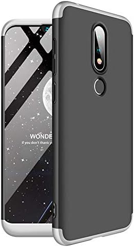 ISADENSER for Nokia X6 2018 Case Nokia 6.1 Plus Case Slim 2 in 1 Shockproof 360°Full Body Front Back Hard PC Plastic Anti-Scratch Cover Compatible Nokia X6 / 6.1 Plus,2IN1 PC Silver + Black