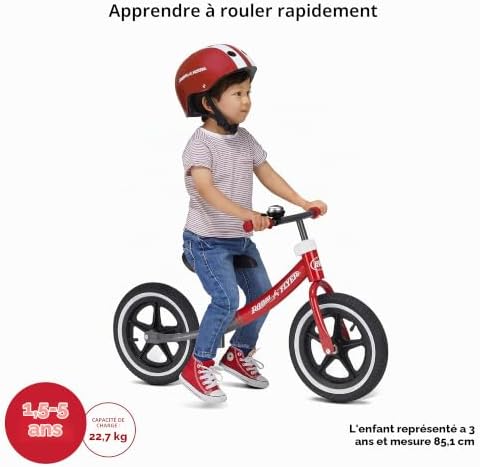 Vélo d'équilibre à gros pneus, vélo pour tout-petits, 1,5 à 5 ans, vélo d'équilibre rouge et blanc pour enfants