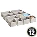 mDesign Soft Fabric Dresser Drawer and Closet Storage Organizer for Kids/Toddler Room, Nursery, Playroom, Bedroom - Chevron Zig-Zag Print - Organizing Bins in 2 Sizes - Set of 12 - Taupe/Natural