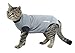 Kruuse Buster Body Suit for Cats - Feline Body Suit - Grey/Black - 17.5