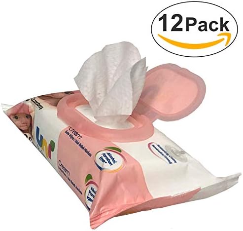 Uni Baby Wet Wipes with Moisturizing Cream, 672 Count, 12 Packs of 56 Count, No Paraben, No Alcohol