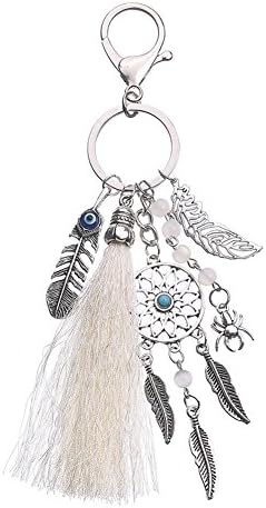 Little rock Evil Eye KeyChain with Boho Dream Catcher Tassel Handbag Pendant Keyring
