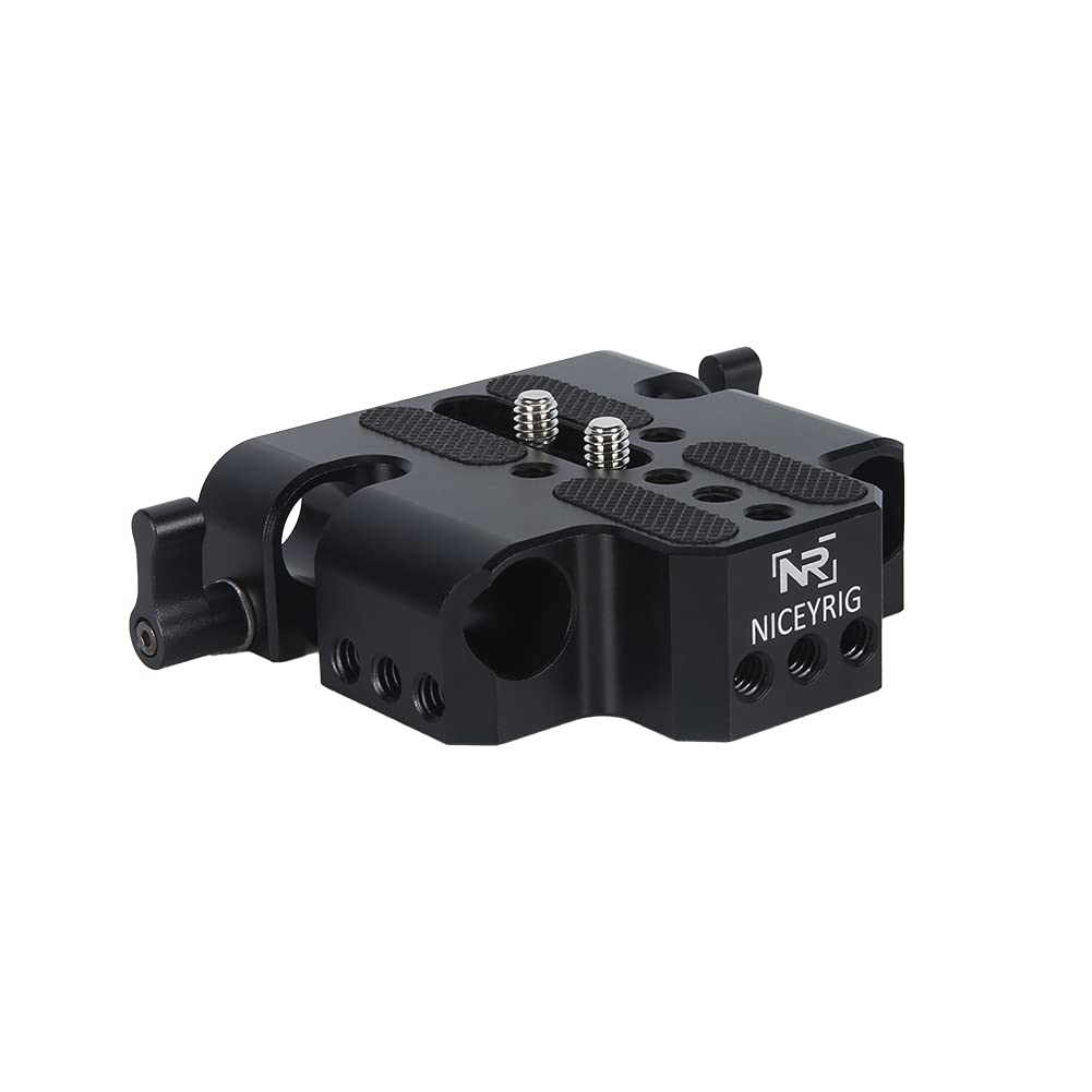 NICEYRIG Multipurpose Camera Base Plate with Dual 15mm Rod Clamp for BMPCC 6K(6K Pro)/Sony A7 A9 FS7 FS5 FS9/Canon C100 C300 C500/Red DSMC2/Kinefinity Cinema Camera