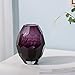 CASAMOTION Home Decor Accent Vase Diamond Shape Solid Color Hand Blown Art Glass Vase, Violet