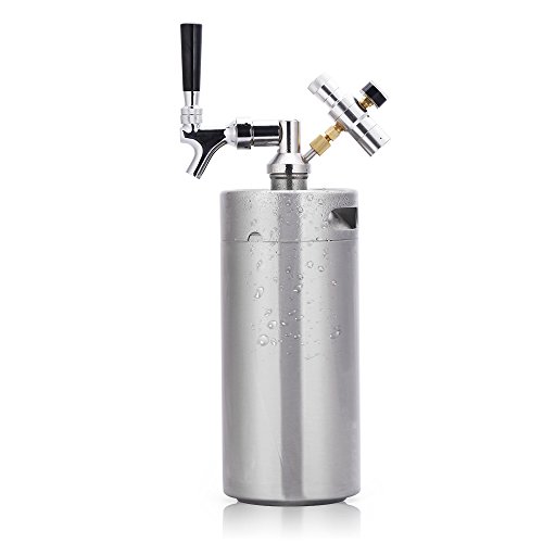 Lamtor-128-Ounce-Mini-Keg-Pressurized-Growler-for-Craft-Dispenser-System-CO2-Adjustable-Draft-Beer-Faucet-with-Perfect-Pour-Regulator-36L-Silver