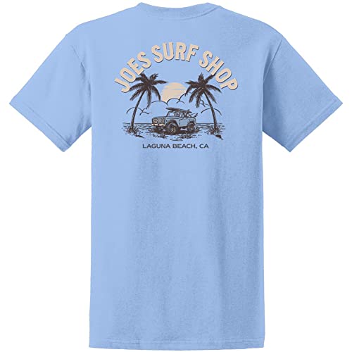 JOES SURF SHOP Men's Early Bird Logo Heavyweight Tees-L-Light Blue at Amazon