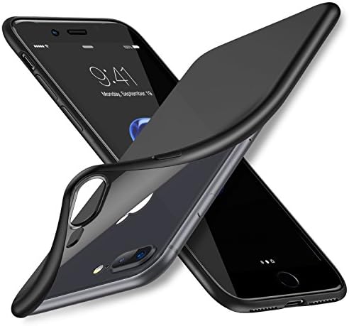 iPhone 8 Plus Case,iPhone 7 Plus Case, TRIJEN Ultra Thin TPU Soft Protective + Slim Fit Rubber [Anti-fingerprint] Matte Finish for Apple iPhone 8 Plus, iPhone 7 Plus Case - Black