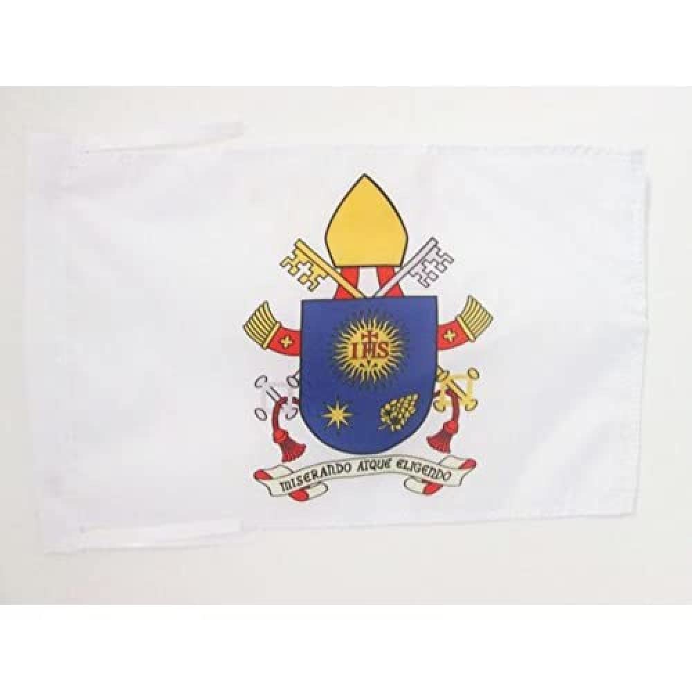 AZ FLAG - Coat of Arms of Pope Francis Flag - 18'' x 12'' - 100% Polyester vatican Small Banner with Two Cords - Fade Resistant - Vivid Colors - 18x12 in - 45x30 Cm — image 1