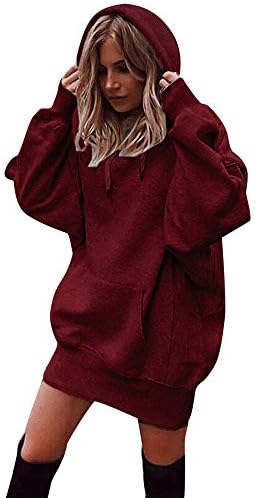 Women's Hoodie Long Sleeve Dress Teen Girls Sweatshirt Jumper Casual Simple Style Pullover Tops Blouse