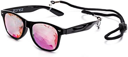 Zonez Kaleidoscope Glasses - Color Options, Prism Effects - Rave Accessories, Light Shows, Party Favors, Science - Black