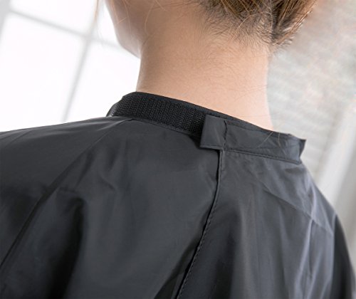 Maximum Cover Salon Hair Cutting Cape, Black Salon Gown with Half Sleeves, 50" x 59" , 5.7 Ounces