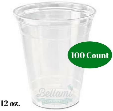 Premium Clear Plastic Party Cups Disposable 12 oz. Perfect For Soda,Cocktails, Beer, and Other Cold Beverages- Weddings, Holidays, Events (100)