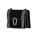 RACHEL Italian Baugette clutch mini wallet cross body bag with nickel chain smooth stiff leather and suede (black)