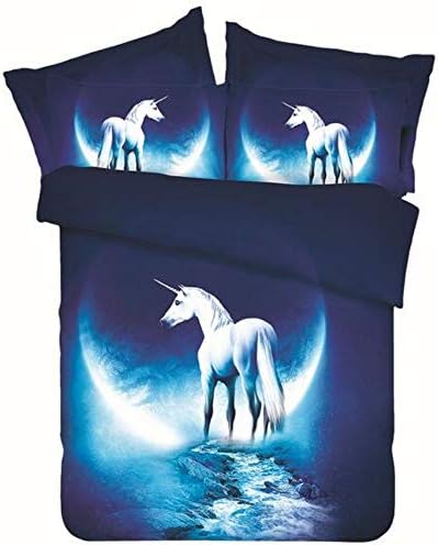HOMIGOO 3D Galaxy Unicorn Bedding Set Soft Microfiber Comforter Cover for Boys Twin Color C