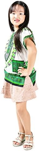 Dashiki shirt for kid Unisex by Thai Fashion Fang (White Green)