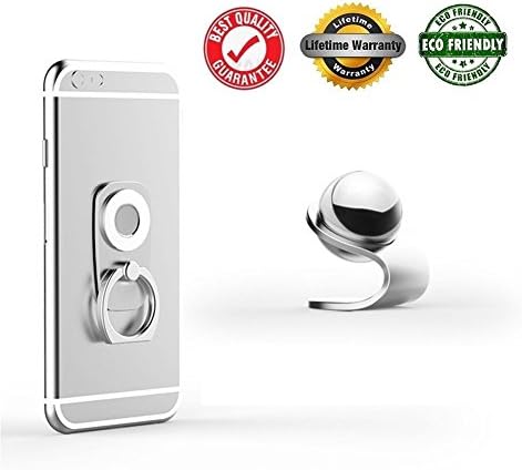 Phone Holder Magnetic, LLUNC 2 in 1 Premium Car Mount| 360 Rotation | Finger Ring Grip | Magnetic Car Cell Phone Holder | For All Sizes of Phones (Silver …)
