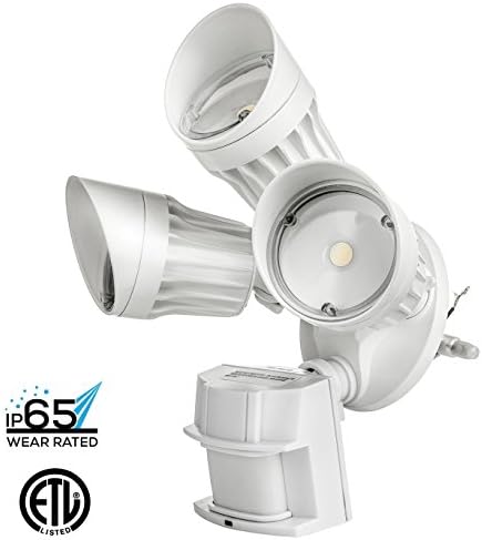 LED Security Light | 30W Triple-Head Motion Activated & Photocell Sensor Security Light Fixture | 5000K | Floodlight, Entryways, Porch | Four Bros Lighting (Triple Head - 30W - White - 5000K)