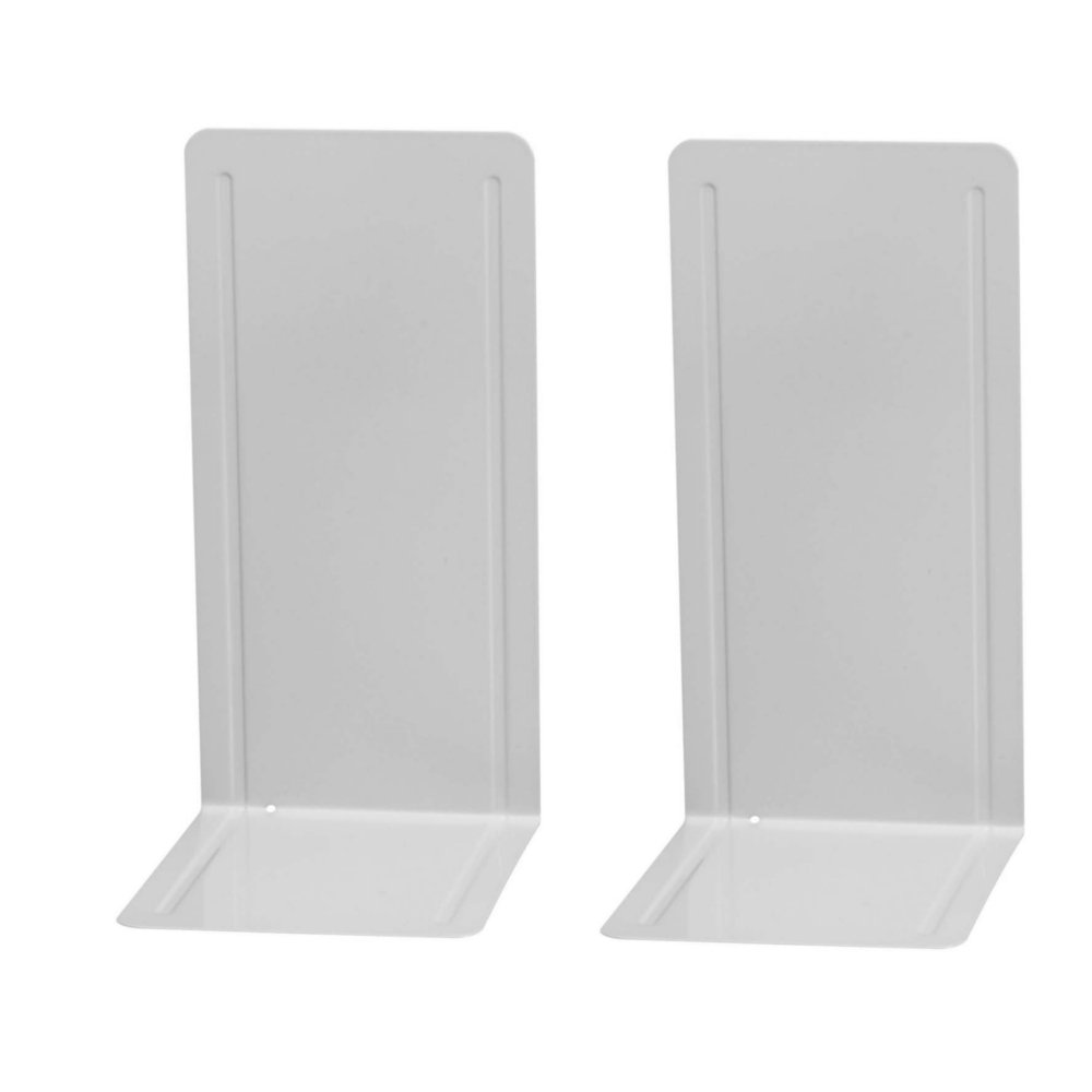 Wedo 1021200 Book Ends – Metal Design with Reinforced Grooved 14 x 12 x 24 cm (2 units per pack) light grey