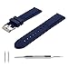 Benchmark Basics Navy Blue Silicone Rubber Watch Band with Navy Stitching + Spring Bar Tool | 18mm, 20mm, 22mm & 24mm (20mm, Navy Blue w/Navy Stitching)