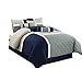 Chezmoi Collection 7-Piece Quilted Patchwork Comforter Set (King, Blue/Gray)