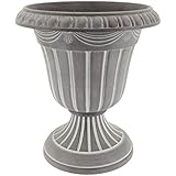 Arcadia Garden Products PL10CW Classic Traditional Plastic Urn Planter, Chocolate Whitewash